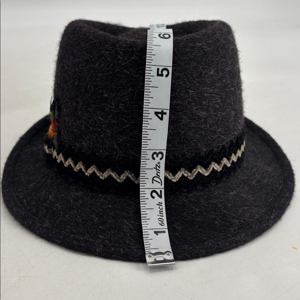 Vintage 60s Hipster Streetwear Embellished  Feathers Merino Wool Fur Fedora Hat - Picture 15 of 16